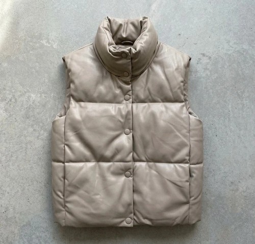 Zara beige puffer - zara, gilet