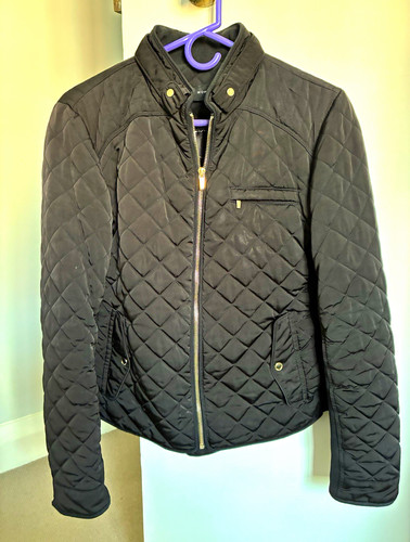 Atmosphere black quilted zip - black,