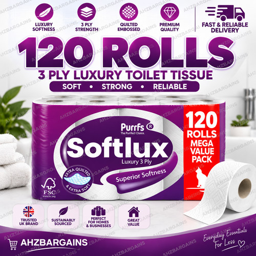 120 toilet rolls ply softlux - toilet,
