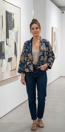 New indigo kantha quilted - new,