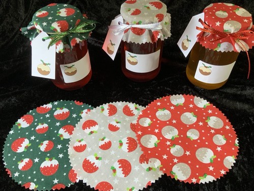 Jam jar tops xmas - fabric, 18