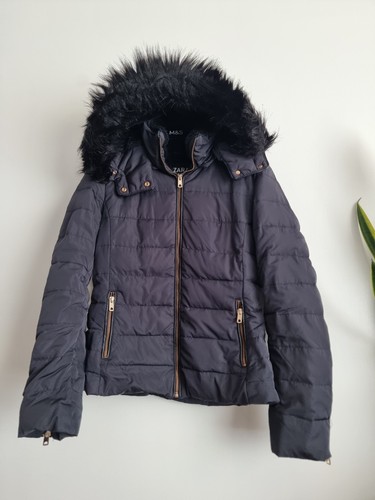 Zara dark navy puffer coat - dark,
