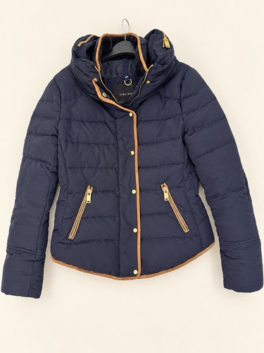 Zara basic navy down puffer - navy,