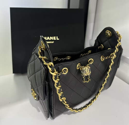 Quilted chain bucket bag - chain,