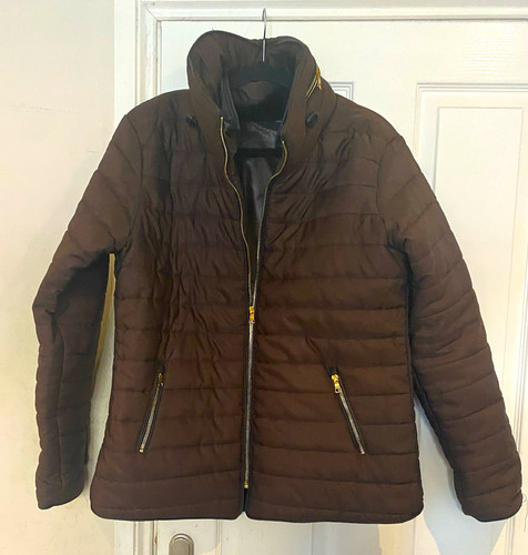 Womens brown quilted hooded - brown,