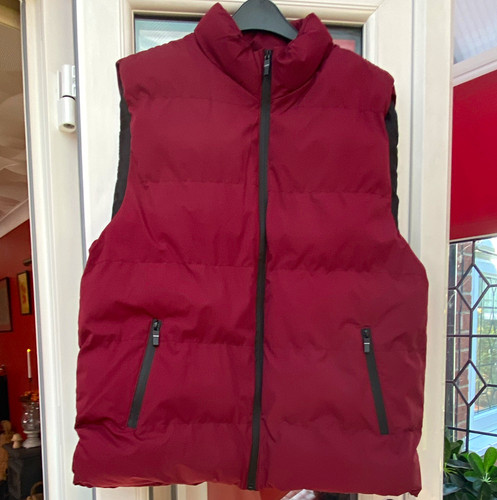 Women burgundy puffer gilet - puffer,